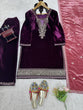 Load image into Gallery viewer, Purple Elegant Velvet Ensemble – Luxe Thread &amp; Sequin Work ClothsVilla