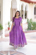 Load image into Gallery viewer, Purple Elegant Vichitra Silk Embroidered Gown with Designer Sleeveless Silhouette &amp; Embroidered Koti – Premium Stitched Ensemble ClothsVilla