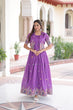 Load image into Gallery viewer, Purple Elegant Vichitra Silk Embroidered Gown with Designer Sleeveless Silhouette &amp; Embroidered Koti – Premium Stitched Ensemble ClothsVilla