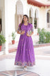 Load image into Gallery viewer, Purple Elegant Vichitra Silk Embroidered Gown with Designer Sleeveless Silhouette &amp; Embroidered Koti – Premium Stitched Ensemble ClothsVilla