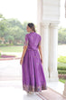 Load image into Gallery viewer, Purple Elegant Vichitra Silk Embroidered Gown with Designer Sleeveless Silhouette &amp; Embroidered Koti – Premium Stitched Ensemble ClothsVilla
