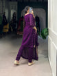 Load image into Gallery viewer, Purple Elegant Vichitra Silk Top &amp; Bottom Set with Sequins &amp; Thread Embroidery Work – Stitched Top, Plain Bottom, and Matching Dupatta ClothsVilla