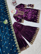 Load image into Gallery viewer, Purple Elegant Viscose Velvet Embroidered Sharara Set ClothsVilla