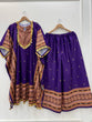 Load image into Gallery viewer, Purple Elegant Viscose Velvet Kaftan with Plazo – Digital Print &amp; Lace Border ClothsVilla