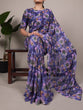 Load image into Gallery viewer, Purple Elegant Weightless Marbal Floral Print Saree with Matching Blouse – Unstitched Ensemble ClothsVilla