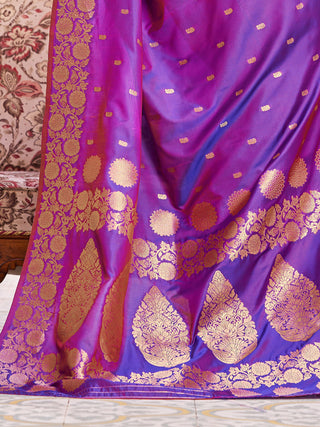 Purple Elegant Woven Assam Silk Saree with Unstitched Blouse Piece ClothsVilla