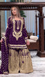 Load image into Gallery viewer, Purple Embroidered Faux Georgette Plazzo Set with Sequins Work &amp; Lace Dupatta ClothsVilla