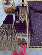 Load image into Gallery viewer, Purple Embroidered Faux Georgette Plazzo Set with Sequins Work &amp; Lace Dupatta ClothsVilla