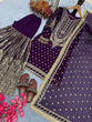 Load image into Gallery viewer, Purple Embroidered Faux Georgette Plazzo Set with Sequins Work &amp; Lace Dupatta ClothsVilla