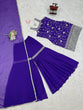 Load image into Gallery viewer, Purple Embroidered Faux Georgette Sharara Suit Set with Dupatta ClothsVilla