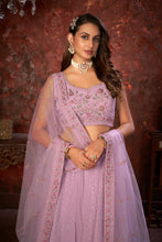 Load image into Gallery viewer, Exquisite Purple Embroidered Fox Georgette Girlish Trendy Lehenga ClothsVilla