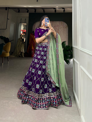 Purple Embroidered Georgette Lehenga - Celebrate Tradition in Modern Elegance ClothsVilla