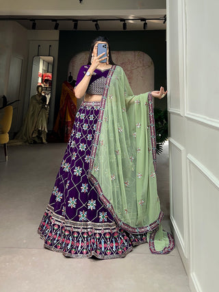 Purple Embroidered Georgette Lehenga - Celebrate Tradition in Modern Elegance ClothsVilla