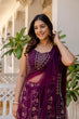 Load image into Gallery viewer, Purple Embroidered Georgette Lehenga Set with Sequins Work &amp; Net Dupatta ClothsVilla