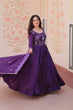 Load image into Gallery viewer, Purple Embroidered Gown with Dupatta ClothsVilla