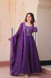 Load image into Gallery viewer, Purple Embroidered Gown with Dupatta ClothsVilla