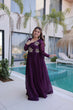 Load image into Gallery viewer, Purple Embroidered Gown with Long Sleeves ClothsVilla