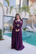Load image into Gallery viewer, Purple Embroidered Gown with Long Sleeves ClothsVilla