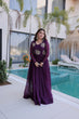 Load image into Gallery viewer, Purple Embroidered Gown with Long Sleeves ClothsVilla