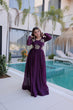 Load image into Gallery viewer, Purple Embroidered Gown with Long Sleeves ClothsVilla