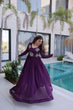 Load image into Gallery viewer, Purple Embroidered Gown with Long Sleeves ClothsVilla