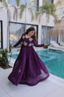 Load image into Gallery viewer, Purple Embroidered Gown with Long Sleeves ClothsVilla
