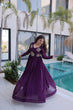 Load image into Gallery viewer, Purple Embroidered Gown with Long Sleeves ClothsVilla