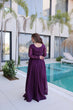 Load image into Gallery viewer, Purple Embroidered Gown with Long Sleeves ClothsVilla