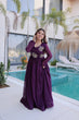 Load image into Gallery viewer, Purple Embroidered Gown with Long Sleeves ClothsVilla