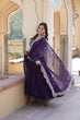 Load image into Gallery viewer, Faux Blooming Purple Embroidered Gown with Viscose Jacquard &amp; Dupatta ClothsVilla