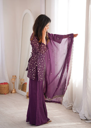 Purple Embroidered Kurta Set ClothsVilla