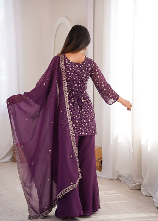 Purple Embroidered Kurta Set ClothsVilla