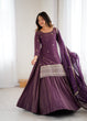 Load image into Gallery viewer, Purple Embroidered Kurta with Flared Lehenga ClothsVilla