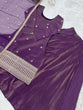 Load image into Gallery viewer, Purple Embroidered Kurta with Flared Lehenga ClothsVilla