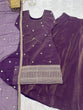 Load image into Gallery viewer, Purple Embroidered Kurta with Flared Lehenga ClothsVilla