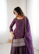 Load image into Gallery viewer, Purple Embroidered Kurta with Flared Lehenga ClothsVilla