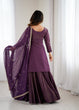 Load image into Gallery viewer, Purple Embroidered Kurta with Flared Lehenga ClothsVilla