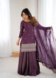 Load image into Gallery viewer, Purple Embroidered Kurta with Flared Lehenga ClothsVilla