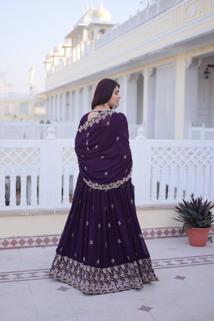 Purple Embroidered Lehenga Choli Set ClothsVilla