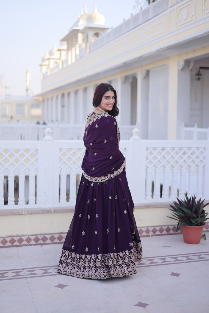 Purple Embroidered Lehenga Choli Set ClothsVilla