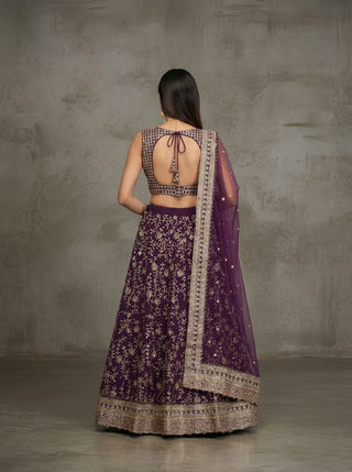 Purple Embroidered Lehenga Choli Set