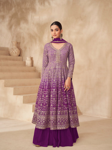 Purple Embroidered Lehenga Set ClothsVilla