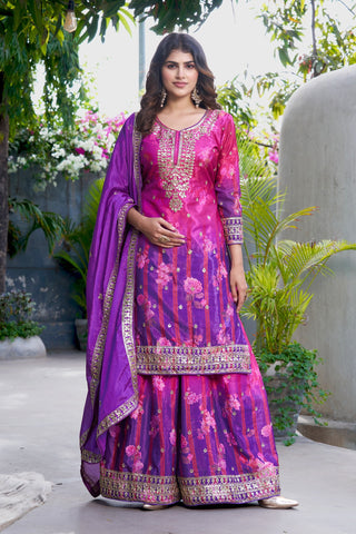 Purple Embroidered Palazzo Set ClothsVilla