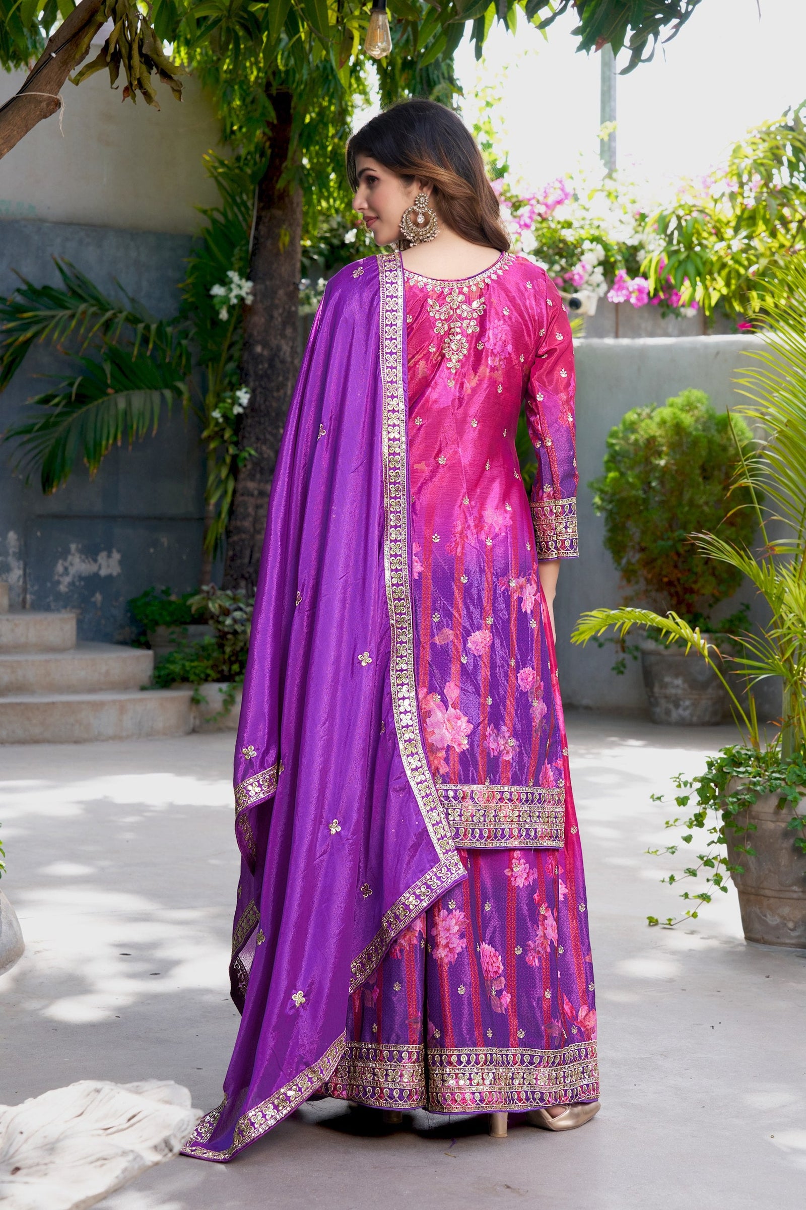 Purple Embroidered Palazzo Set ClothsVilla