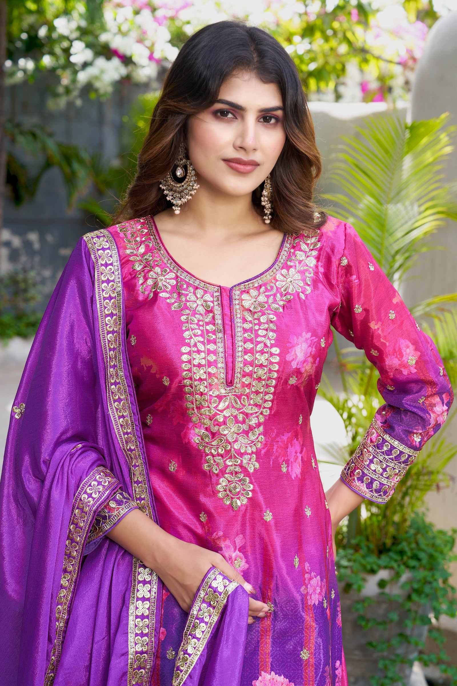Purple Embroidered Palazzo Set ClothsVilla