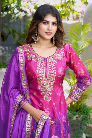 Purple Embroidered Palazzo Set ClothsVilla