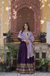 Load image into Gallery viewer, Purple Embroidered Star Georgette Gown with Gold Crush Sequins Dupatta ClothsVilla