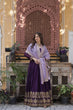 Load image into Gallery viewer, Purple Embroidered Star Georgette Gown with Gold Crush Sequins Dupatta ClothsVilla