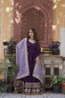 Load image into Gallery viewer, Purple Embroidered Star Georgette Gown with Gold Crush Sequins Dupatta ClothsVilla