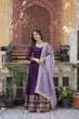 Load image into Gallery viewer, Purple Embroidered Star Georgette Gown with Gold Crush Sequins Dupatta ClothsVilla